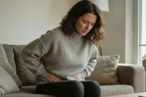 femme qui a mal au ventre, des ballonements et des problèmes de transit